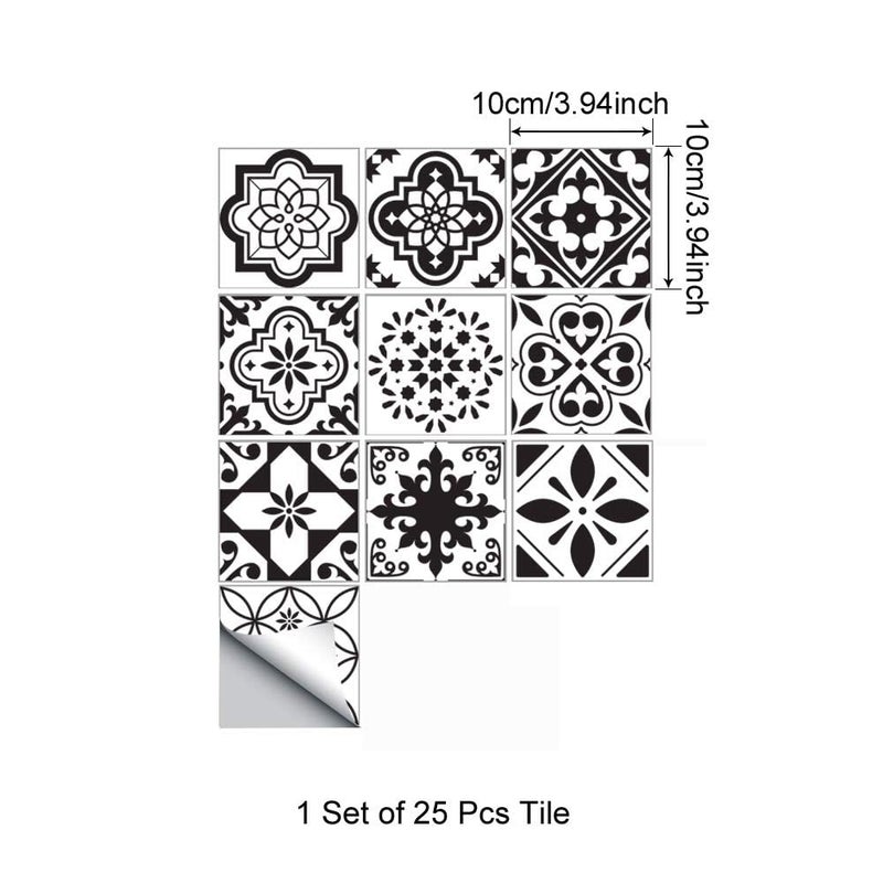Jacklove 25 PCS Moroccan Style Tile Sticker, 4x4 Inch(10x10cm) Traditional DIY Murals, Tile Waterproof Oil Proof Removable Decals for Bathroom & Kitchen Backsplash (TS-205) - Image 3